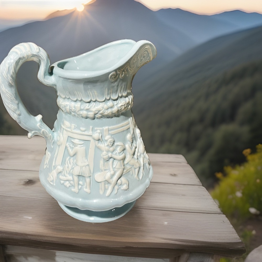 1940's Tam O'Shanter Ceramic Pitcher/Vase Relief Robert Burns Tavern 10"